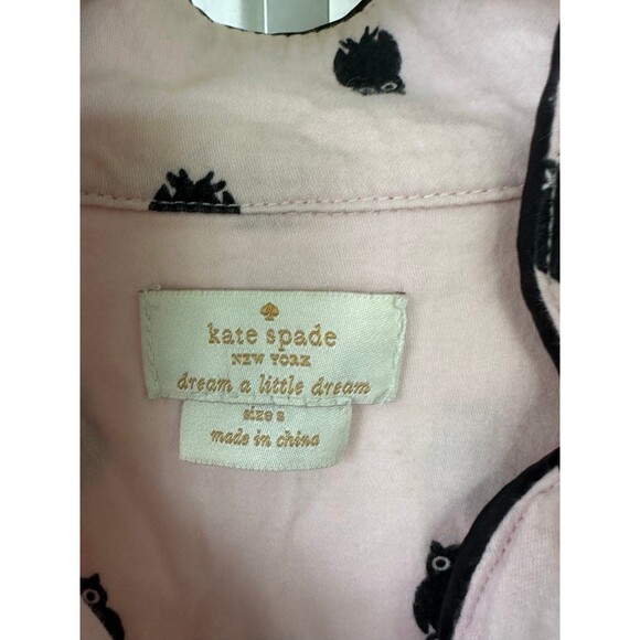Kate Spade Owl Lovers Button Down Front Pockets Pajama PJ Sleep Shirt Dress S - Picture 6 of 9